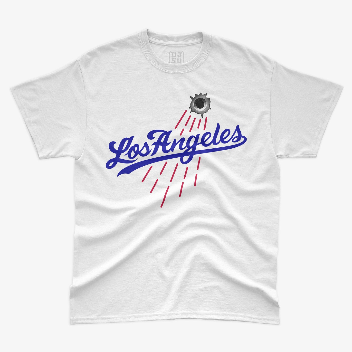 Los Angeles Baseball Script Bullet Short Sleeve T-Shirt White